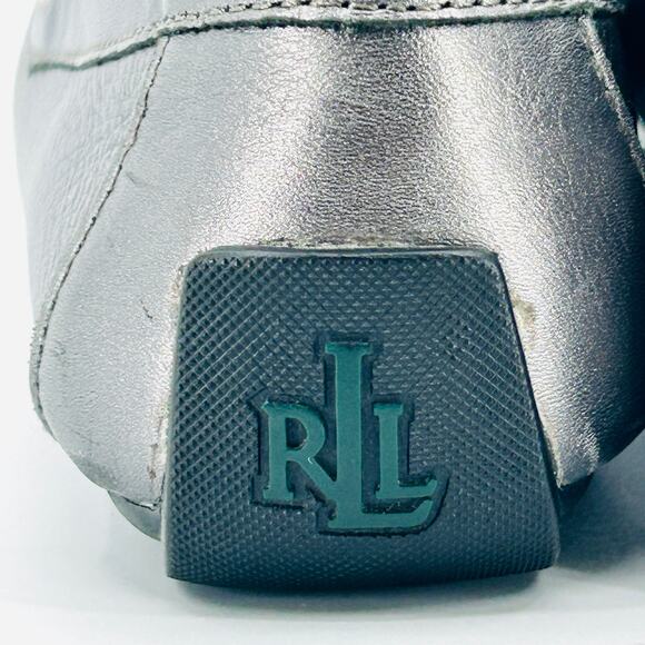 Ralph Lauren Caitlyn Gunmetal Metallic Leather Driving Loafers - Picture 6 of 9